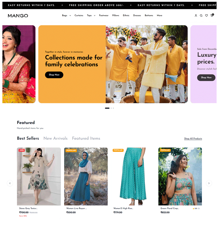Customizable ecommerce storefront theme 1
