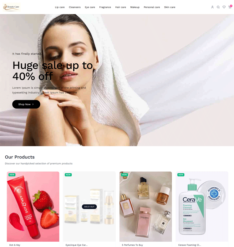 Customizable ecommerce storefront theme 2